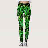 Witchy Green Flames Halloween Fire Leggings (Voorkant)