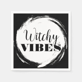 Witchy Halloween Black and White Servet