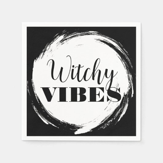 Witchy Halloween Black and White Servet (Voorkant)
