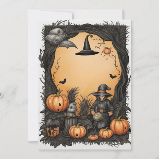 Witchy Halloween Blank Uitnodiging (Voorkant)