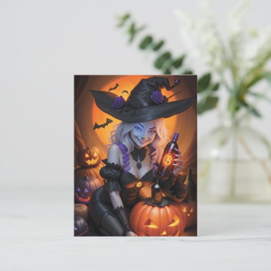 Witchy Halloween Briefkaart (Staand voorkant)