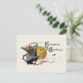 Witchy Halloween Greetings Briefkaart (Staand voorkant)