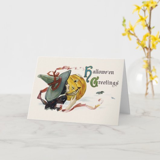 Witchy Halloween Greetings Kaart (Gele Bloem)