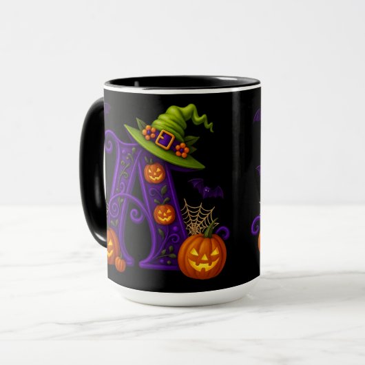 Witchy Halloween Initiaal "A" Mok (Voorkant links)