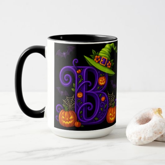 Witchy Halloween Initiaal "B" Mok (Met donut)