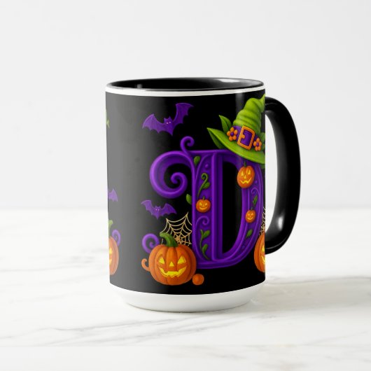 Witchy Halloween Initiaal "D" Mok (Voorkant rechts)