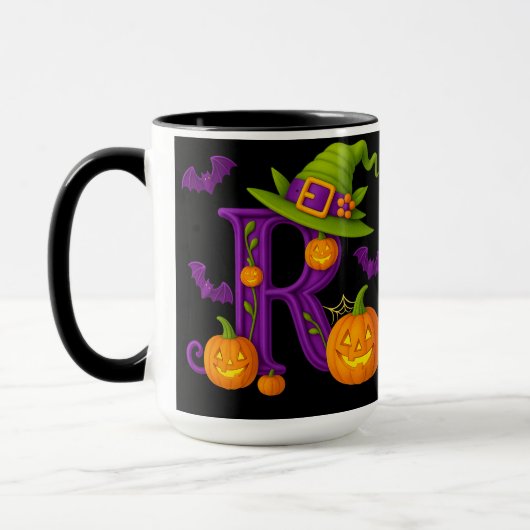Witchy Halloween Initiaal "R" Mok (Links)