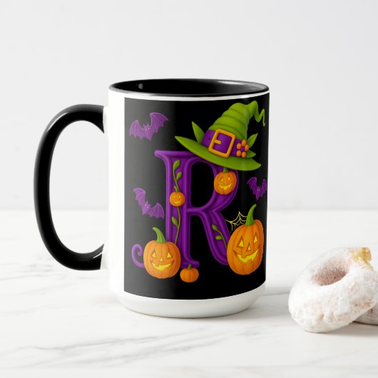 Witchy Halloween Initiaal "R" Mok (Met donut)