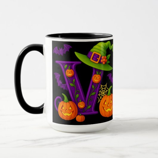 Witchy Halloween Initiaal "V" Mok (Links)