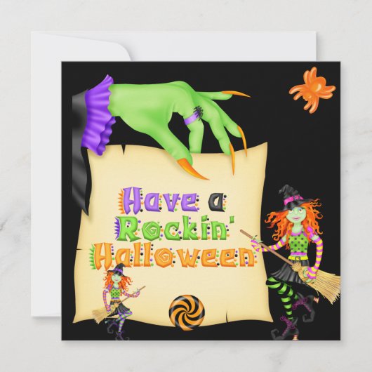 Witchy Halloween Invitation Kaart (Voorkant)