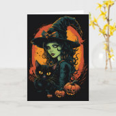 Witchy Halloween Kaart (Gele Bloem)