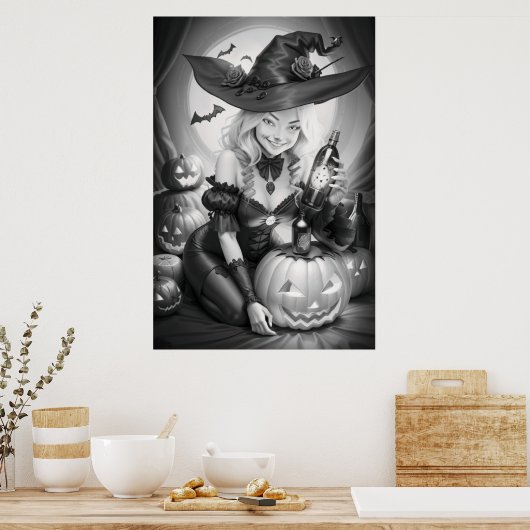 Witchy Halloween Kleurstof Poster (Keuken)