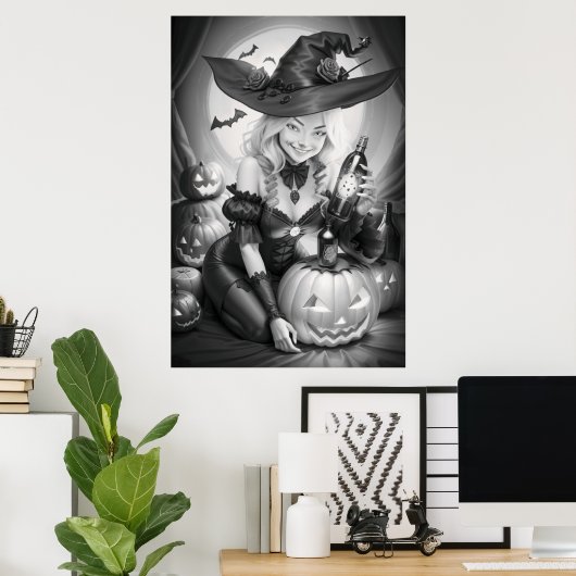 Witchy Halloween Kleurstof Poster (Thuiskantoor)