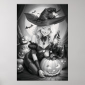 Witchy Halloween Kleurstof Poster (Voorkant)
