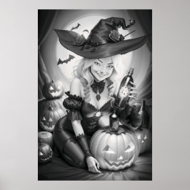 Witchy Halloween Kleurstof Poster