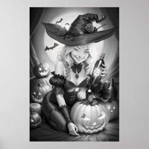 Witchy Halloween Kleurstof Poster