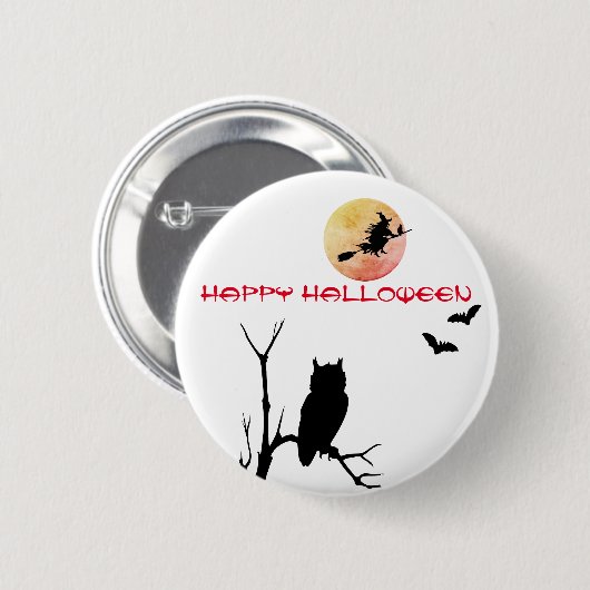 Witchy Halloween Moon Pin Button (Voorkant /achterkant)