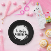Witchy Halloween Party Black and White Papieren Bordje (Feest)