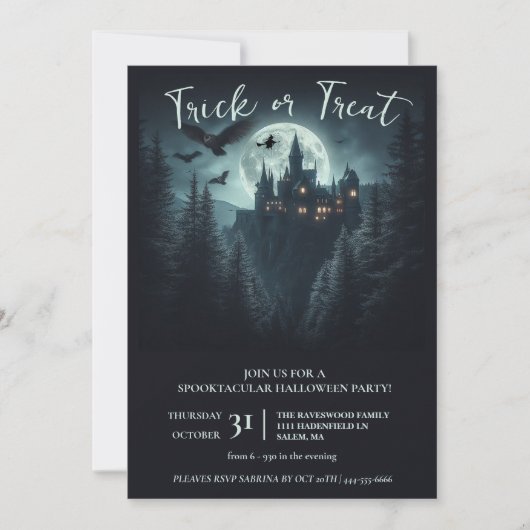 Witchy Halloween Party Kaart (Voorkant)