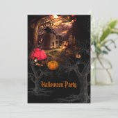 Witchy Halloween Party Kaart (Staand voorkant)