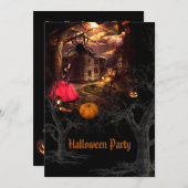 Witchy Halloween Party Kaart (Voorkant / Achterkant)