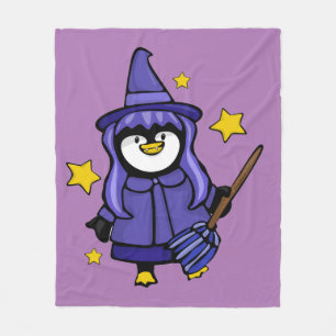 Witchy Halloween Penguin Fleece Deken