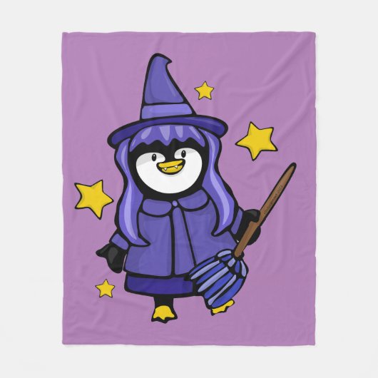 Witchy Halloween Penguin Fleece Deken (Voorkant)