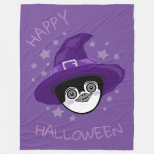 Witchy Halloween Penguin Fleece Deken