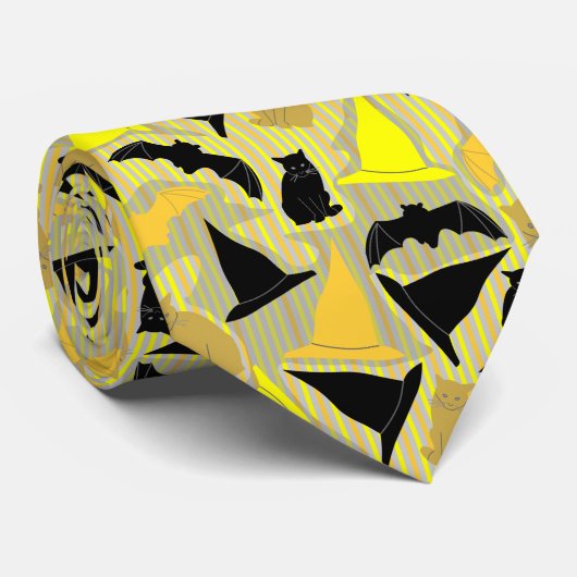 Witchy Halloween Stripes Stropdas (Opgerold)