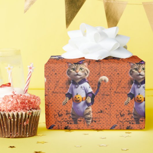 Witchy Halloween Tabby Cadeaupapier (Verjaardagsfeest)