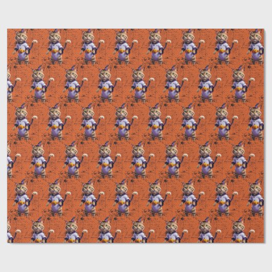 Witchy Halloween Tabby Cadeaupapier (Vlak)