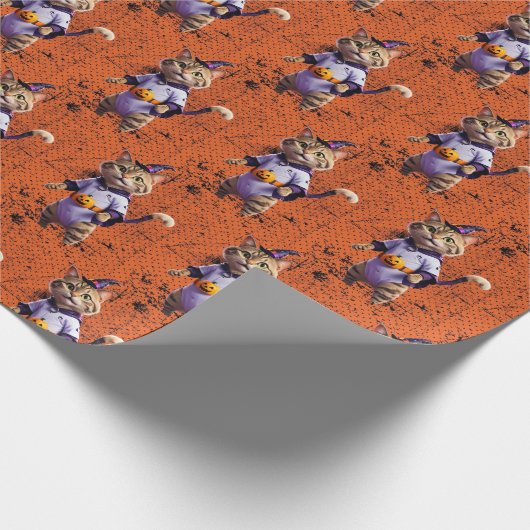 Witchy Halloween Tabby Cadeaupapier (Hoek)