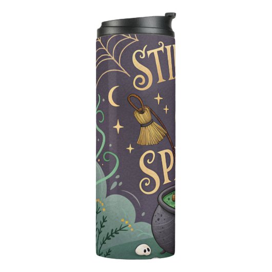 Witchy Halloween Thermal Tumbler Stirring Up Spell Thermosbeker (Gedraaid links)