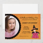 Witchy Halloween Verjaardag (Sinaasappel) Kaart (Voorkant / Achterkant)