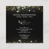 *~* Witchy Hand Gold Snake Moon Magic Boho Black Vierkante Visitekaartje (Achterkant)