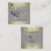 *~* Witchy Hand Gold Snake Moon Magic Boho Gray Vierkante Visitekaartje (Voorkant / Achterkant)