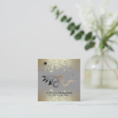 *~* Witchy Hand Gold Snake Moon Magic Boho Gray Vierkante Visitekaartje (Staand voorkant)