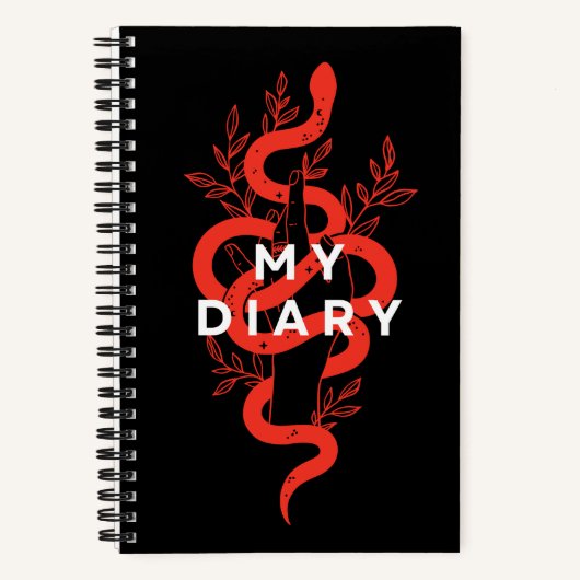 Witchy Hand met Snake Zwart en Rood Notitieboek (Voorkant)