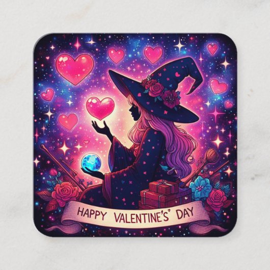Witchy hart liefde Valentijnsdag magische Kaarten Vierkante Visitekaartje (Voorkant)