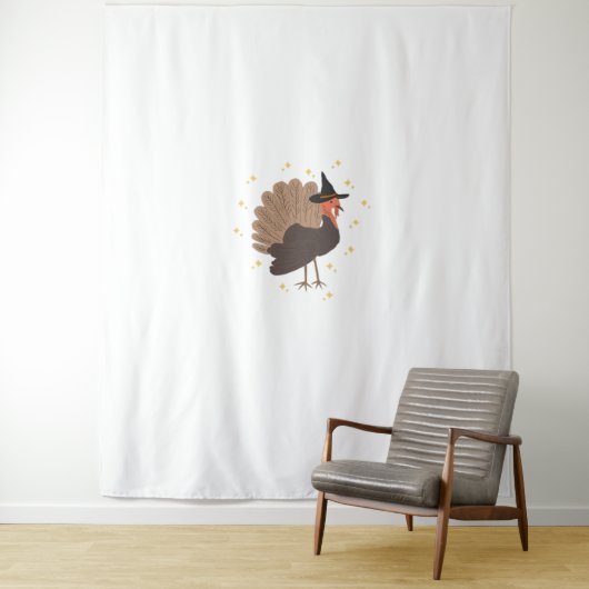 Witchy kalkoen met pet en sprankelende sterretjes  wandkleed (In situ)