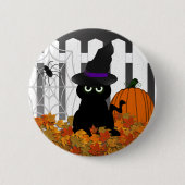 Witchy Kat Halloween Button (Voorkant)