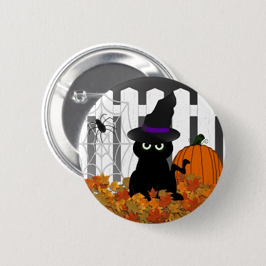Witchy Kat Halloween Button (Voorkant /achterkant)