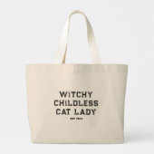 Witchy Kinderloze Kat Dame Custom Est. Dames Grote Tote Bag (Achterkant)