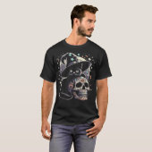 Witchy Kitten met Sugar Skull Halloween T-shirt (Voorkant volledig)