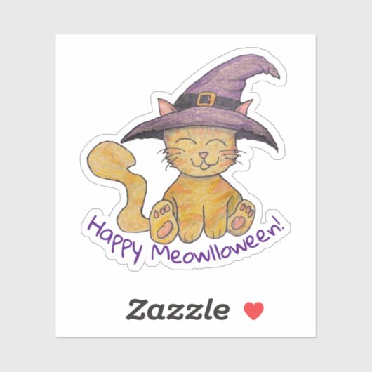 Witchy Kitty Halloween Sticker (Vel)