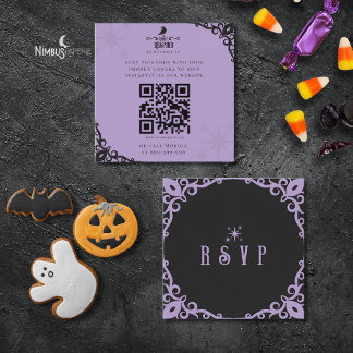 Witchy Lavender Halloween Quick Response Card Vierkante Visitekaartje