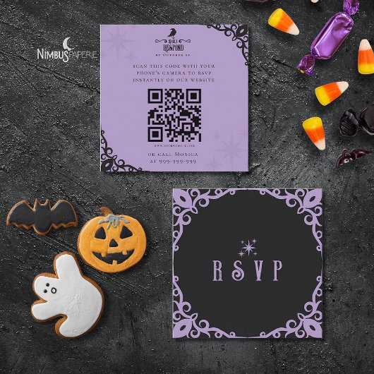 Witchy Lavender Halloween Quick Response Card Vierkante Visitekaartje