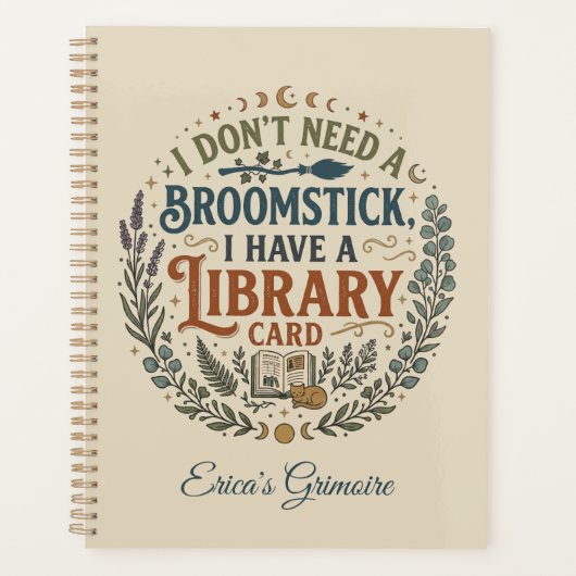 Witchy Librarian Library Card Book Lover Custom Planner (Voorkant)