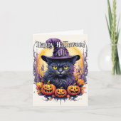 Witchy Little Kitty Cat | Happy Halloween Kaart (Voorkant)