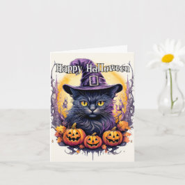 Witchy Little Kitty Cat | Happy Halloween Kaart